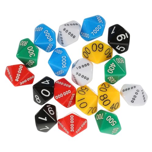 KONTONTY 18 Stück Teiliges Würfelset aus Robustem Kunststoff Vielseitige Brettspiel Requisiten und Partyspiel Zubehör Farbige Polyederwürfel für Pädagogische und Spielspaß von KONTONTY