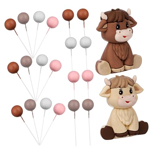 KONTONTY 1satz Highland Cow Tortenaufsätze Mit Bunten Schaumkugeln Geburtstagsdekoration Partyzubehör Für Kuchen Und Vielseitig Und Einfach Zu Verwenden von KONTONTY