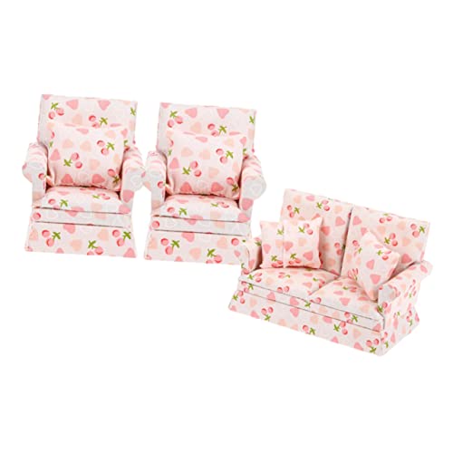 KONTONTY 1Satz Puppenhaus Sofa Teiliges mit Einzelsofas und Doppelsofa für Miniaturmöbel Puppenhaus Dekoration Lebendig Gestaltete Möbel mit Kissen von KONTONTY