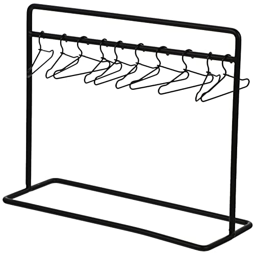 KONTONTY 1Satz Puppenschrankbügel Teiliges mit Schwarzem Mini Kleiderständer und Schwarzen Mini Hängern Hochwertige Puppenmöbel für Kreative von KONTONTY