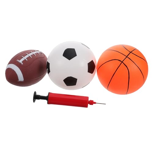KONTONTY 1Satz Teiliges Aufblasbares Ballset Mit Pumpe Für Kleinkinder Basketball Fußball Und Rugby Für Outdoor Aktivitäten Und Familieninteraktionen von KONTONTY