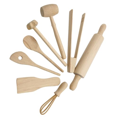 KONTONTY 1Satz Teiliges Holzküchen Spielzeugset Für Buchenholz Küchenspielzeug Mit Spatel Und Geschirr Für Kreatives Rollenspiel Und Fantasievolles von KONTONTY