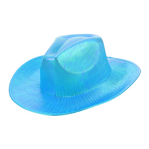 KONTONTY 1stk Fantasy-cowboy-hut Cowboyhüte Zum Leuchten Bringen Cowboy-strohhut Hut Glitzern Lustiger Cowboyhut Western-cowgirl-hut Modehut Blue Eva Composite Bunter Cowboyhut von KONTONTY