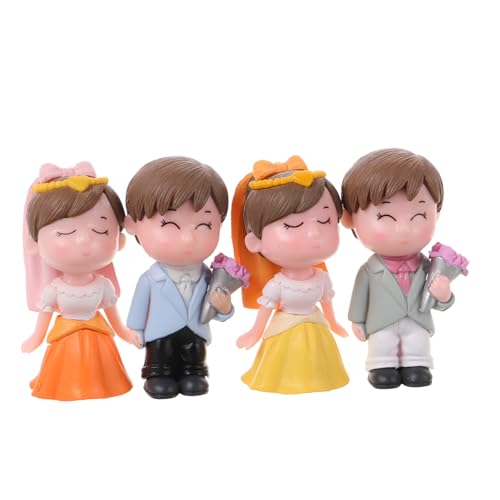 KONTONTY 2 Paar Kleine Braut Und Bräutigamfiguren Tortenaufsatz Hochzeitstorte Dekoration Romantische Braut Und Bräutigamfigur Diy-mikro-landschaftsdekor von KONTONTY