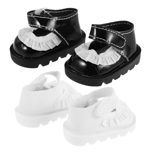 KONTONTY 2 Paare Puppenschuhe mit Blumen-Spitze Mini Ersatzschuhe für Puppen Detailreiche Accessoires für Puppenhaus und Farben Dunkel von KONTONTY