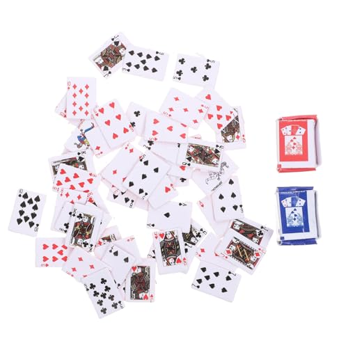 KONTONTY 2 STK Kartenspiel Spielen 1:12 Kleiner Schürhaken Mini-Pokerkarte aus Papier Kartenspielen Tally Spielkarten kreative Pokerkarten Brettspiel-Poker Tasche Schachbrett Reisen von KONTONTY