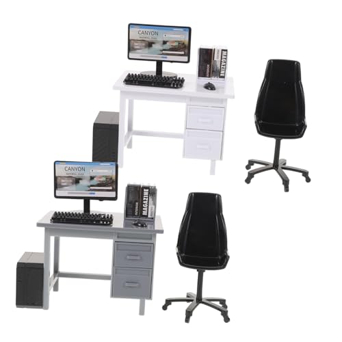 KONTONTY 2 Sätze Dollhouse Computer mit Tisch Stuhl Buch Tastatur Maus Dekoration für Büro Szenen Kreatives Rollenspiel KONTONTY 2 Sätze Dollhouse Computer mit Tisch Stuhl Buch Tastatur Maus Dekoration für Büro Szenen Kreatives Rollenspiel von KONTONTY