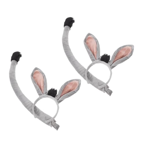 KONTONTY 2 Sätze Esel Kostüm Set mit Weichen Eselsohren Stirnband und Langlebige Cosplay Accessoires für Halloween Karneval Party Themenfest Vielseitig Kombinierbar Farbecht und Bequem von KONTONTY