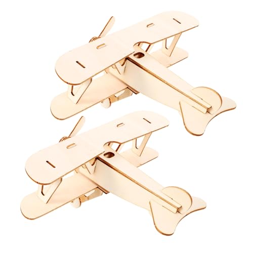 KONTONTY 2 Sätze Holzflugzeug Puzzle DIY Modellbau für Kreatives Holzspielzeug Robustes und Dekoratives Flugzeugpuzzle für Familie und Freunde von KONTONTY