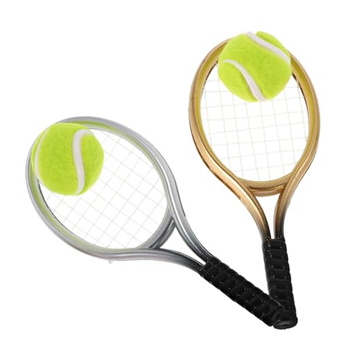 KONTONTY 2 Sätze Mini Tennisschläger und Bälle Tischtennis Set Puppenhaus Dekoration Sportspielzeug für Kreative Miniatur Ornamente DIY Zubehör von KONTONTY