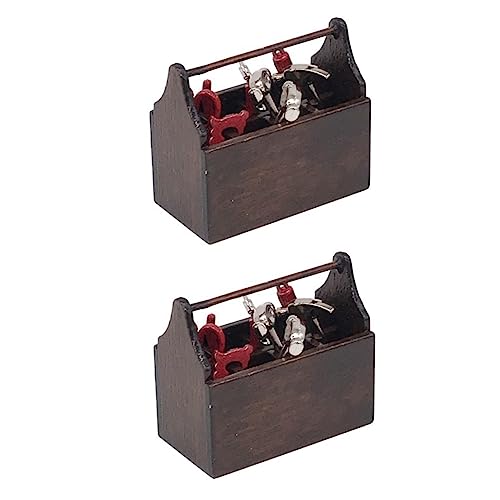 KONTONTY 2 Sätze Miniature Toolbox Suit Model für Puppenhaus Szenen Dekoration Hellbraun für Mini Hausgestaltung und Kreative Mini Dekorationselemente von KONTONTY