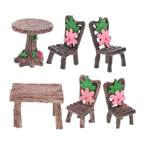 KONTONTY 2 Sätze Moos Micro Landscape Ornamente Stuhl Dollhouse Dekorationen Miniatur-Zeug Mini-gartenfiguren Mikrolandschaftsdekoration Miniaturmöbel Gartenbedarf Harz von KONTONTY