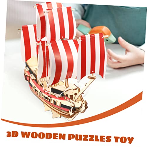 KONTONTY 2 Sätze Segelboot Modellbausatz Holzpuzzle für Erwachsene und DIY Segelschiff Puzzle Stabiles Holzmaterial Verarbeitung für Bastelfans von KONTONTY