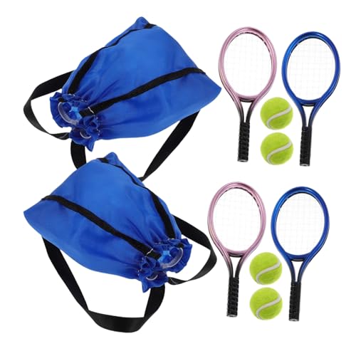 KONTONTY 2 Satz Miniatur Puppenhaus Tennisracket Modell mit Bällen Leichte Sportzubehör Miniatur Sicher für Puppenhaus Dekoration und Rollenspiele von KONTONTY