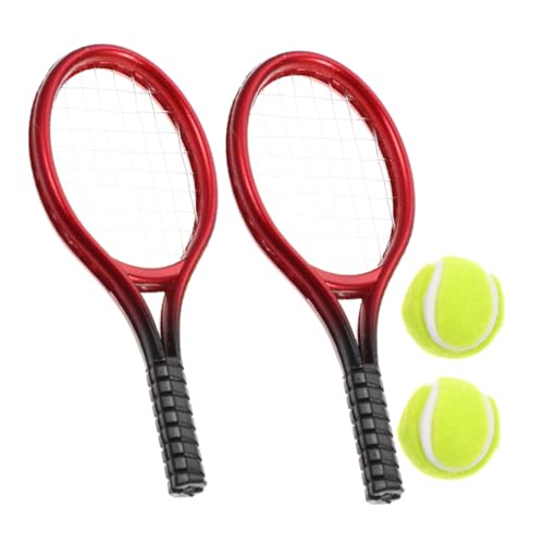 KONTONTY 2 Sets Puppenhaus-tennisschläger Und Ball-Set, Desktop-tennisschläger-Modell, Lustiges Mini- -Werkzeug, Mini-tennisschläger, Kinderspielzeug, Schlägerbälle von KONTONTY