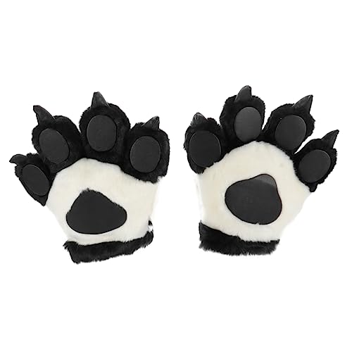 KONTONTY 2 Stück Bärentatzen Handschuhe Halloween Erwachsene Krallen Pelzhandschuhe Tierhandschuhe thermohandschuhe Thermal Gloves hanwärmer plushbit warme Handschuhe Plüschhandschuhe Black von KONTONTY