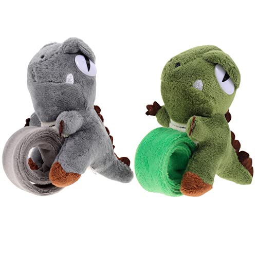 KONTONTY 2 Stück Dinosaurierpuppen -Armband Ausgestopft Plüsch Tiere Mädchen Jungs Cartoon-Tier-Slap-Bands Cartoon-Slap-Armband Dinosaurier-partybevorzugung Kinderarmband Stoff von KONTONTY