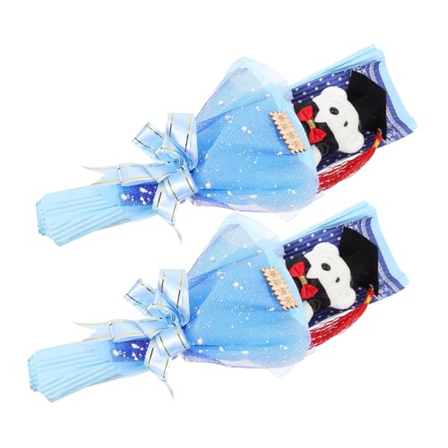 KONTONTY 2 Stück Dr. Bärenstrauß tragen blumenstrauß Absolventenstrauß für Absolventen abschlussgeschenk bläulich Graduierung bär Puppe blumenstrauß Bärenstrauß Schaum Blue von KONTONTY