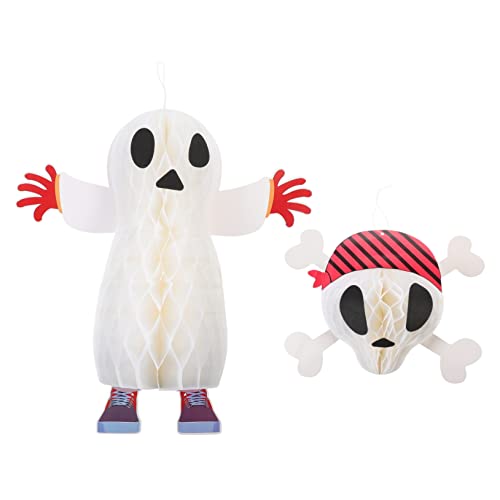 KONTONTY 2 Stück Dreidimensionale Geisterwabe Halloween fotohintergrund Halloween Halloween assecoires Horror Party Decoration Totenkopfschmuck gruselige Schädelstütze Papier Weiß von KONTONTY