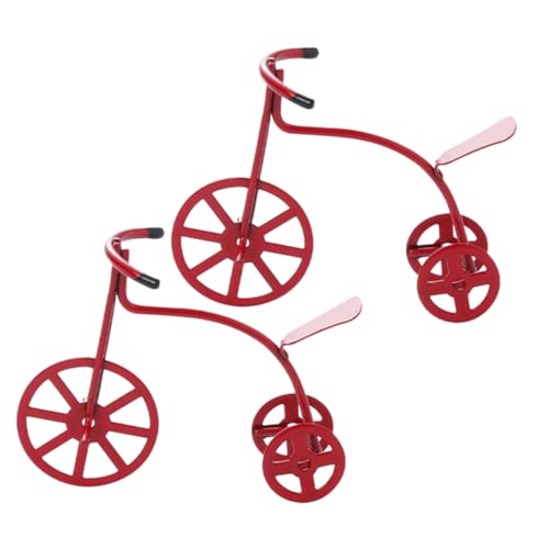 KONTONTY 2 Stück Fahrradsimulationsmodell für Puppe winzig Zubehör Rosa Produkt Mini -Fahrrad kleines Fahrradmodell Mini-, kleines Fahrrad Miniatur Fahrrad Legierung rot von KONTONTY