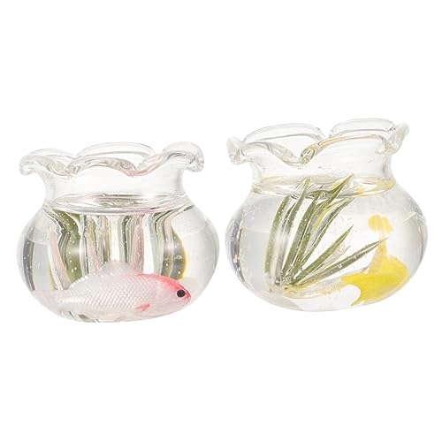 KONTONTY 2 Stück Fischbowl Fisch Tank für Puppenhaus Dekoration Runde Koi Modelle Szene für DIY Miniaturhäuser KONTONTY 2 Stück Fischbowl Fisch Tank für Puppenhaus Dekoration Runde Koi Modelle Szene für DIY Miniaturhäuser von KONTONTY