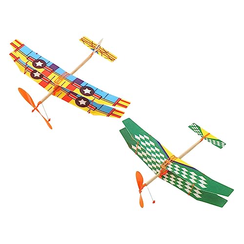 KONTONTY 2pcs Propeller Flugzeug Band Elastische Flugzeug Retro Segelflugzeug Flugzeug Pädagogisches Kinder Spielzeug Montieren Flugzeug Spielzeug von KONTONTY