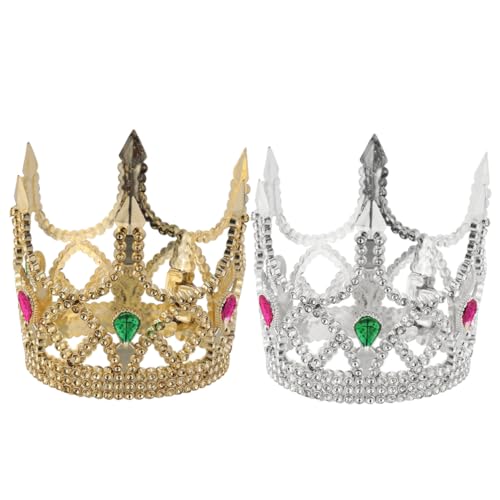 KONTONTY 2 Stück Halloween Königskrone Silber Gold Party Kopfschmuck Mittelalterlicher Stil Kostüm Zubehör für Karneval Cosplay Veranstaltung von KONTONTY
