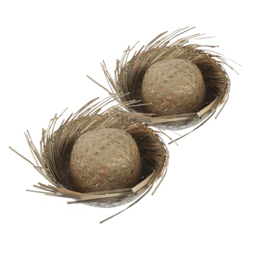 KONTONTY 2 Stück Hawaiianische Strohhüte Damen Leichter Faltbarer Sonnenhut aus Stroh Atmungsaktiv Sicherer Sitz Geeignet für Kopfumfang für Strand Tropische Partys Urlaub und Outdoor von KONTONTY
