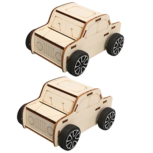 KONTONTY 2 Stück Holzauto Bastelset für Bildungsprojekt für Jährige DIY Zusammenbau Hochwertigem Holz für Wissenschaftsprojekte und Kreative Aktivitäten von KONTONTY