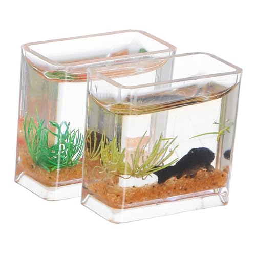 KONTONTY 2 Stück Maßstab Realistisch Gestaltetes Kleines Fischglas für Betta-Fische Mini-dekorationsfigur für Puppenhaus und Feengarten KONTONTY 2 Stück Maßstab Realistisch Gestaltetes Kleines Fischglas für Betta-Fische Mini-dekorationsfigur für Puppenhaus und Feengarten von KONTONTY