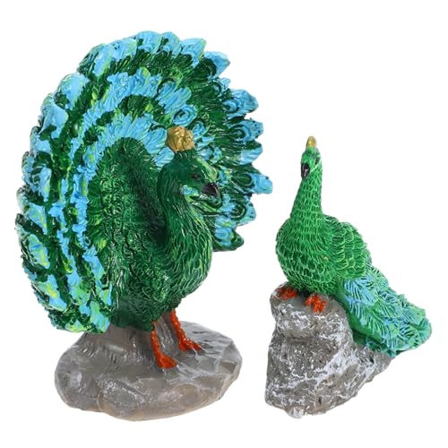 KONTONTY 2 Stück Mikrolandschaftstiere Harz Mini Pfau Winzige Miniatur Pfau Tierfiguren Miniatur Pfau Figuren Harz Miniatur Pfau Winziger Pfau Mini Harz Pfau Figuren von KONTONTY