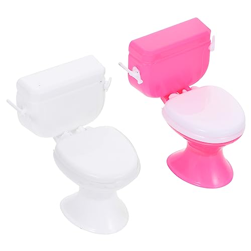 KONTONTY 2 Stück Mini -tischtoilette Hausspielzeug Simuliertes Engstes Werkzeug Tell Dir Vor, Zu Interessantes Kinderspielzeug Engstes Plastik Weiß von KONTONTY