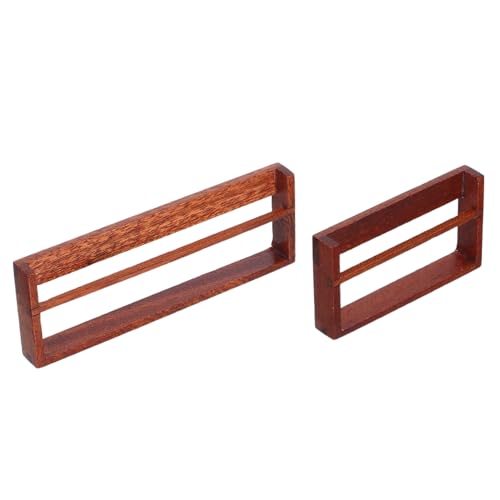 KONTONTY 2 Stück Miniatur Bücherregal aus Holz Eleganter Schwarzer Walnuss-Farbton Bjd Puppen Vielseitiges Miniatur Regal für Puppenhaus Küche Sammler-dekor von KONTONTY