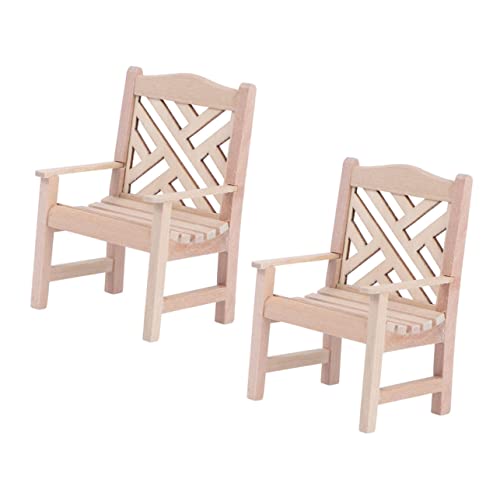 KONTONTY 2 Stück Miniatur Möbel Puppenhaus Miniatur Sessel Puppenmöbel Ornament Kompakter Mini Stuhl DIY für Detailreiche Dekoration und Kreatives Basteln von KONTONTY