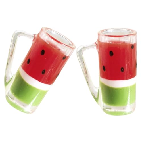 KONTONTY Miniatur-getränke Puppenhaus Dekoration Wassermelone Saft 2er Satz Küche Spielzeug Requisiten Leicht Bruchfest von KONTONTY