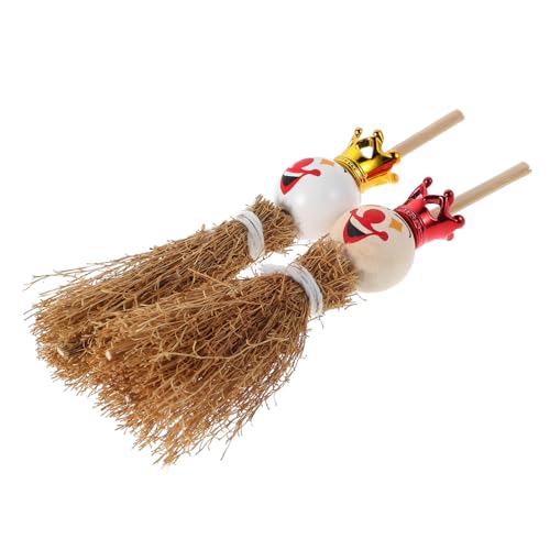 KONTONTY 2 Stück Miniaturmodell Minibesen zum Basteln Halloween-Besenstiel Miniatur-Puppenhausdekorationen Puppenhaus-Dekorationszubehör Mini-Besen Miniaturessen für Puppenhaus Holz von KONTONTY