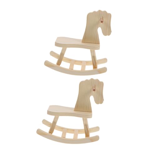 KONTONTY 2 Stück Montagemodellspielzeug Schaukelpferd Bausätze Handwerk Pferdefiguren-Bastelset Dekoration Holzspielzeugschmuck Schaukelpferd aus Holz Basteln für hölzern Khaki von KONTONTY