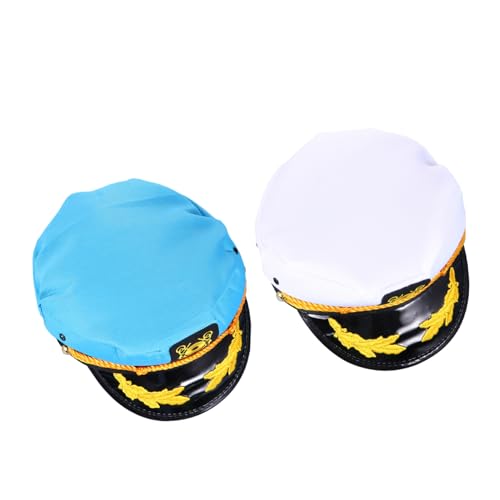 KONTONTY 2 Stück Nautische Matrosenmütze Verstellbare Yacht Kapitänsmütze Unisex Kostümboot Party Karneval Halloween Cosplay Zubehör für Damen Herren von KONTONTY