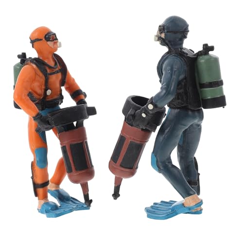 KONTONTY 2 Stück PVC Taucher Figuren Aquarium Deko Miniatur Unterwasser Forscher Modell Desktop Ornament für Geschenk von KONTONTY