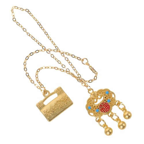 KONTONTY 2 Stück Puppenhalskette Babypuppe Puppe Halskette Miniatur-Halskette Halskette Mit Puppenanhänger Puppenkette Puppen-halsketten-dekore Puppen Halskette Golden Metall von KONTONTY