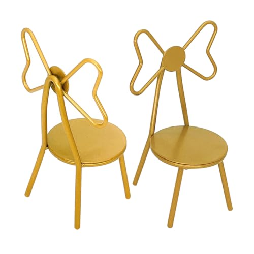 KONTONTY 2 Stück Puppenhausmöbel Kleines Puppenhaus Mini-stuhlverzierung Mini- Puppenstubenmöbel Babypuppe Miniaturmöbel Für Puppenstuben Puppenhaus-Miniatur Sitz Golden Metall von KONTONTY