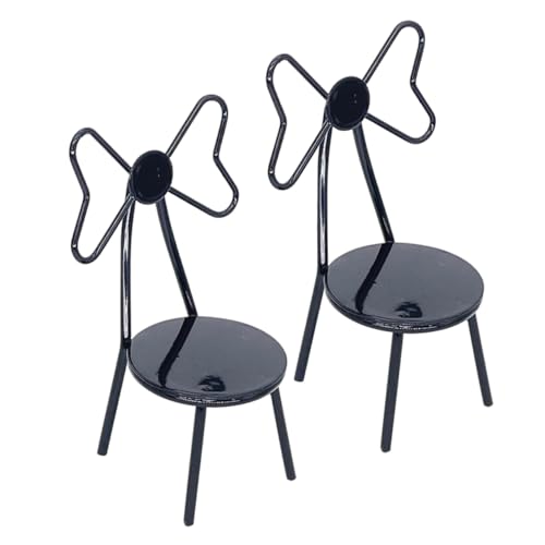 KONTONTY 2 Stück Puppenhausmöbel Miniatur-puppenstubenstühle Winzig Kleines Möbelmodell Puppenhausstuhl Entzückende Puppenmöbel Miniaturstuhl Für Puppen Mini-Stuhl Metall Black von KONTONTY