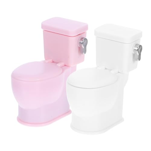 KONTONTY 2 Stück Realistische Puppenhaus Toiletten für Kreatives Spiel und Realistische Badezimmerdekoration Kompatibel mit Meisten Puppenhäusern von KONTONTY