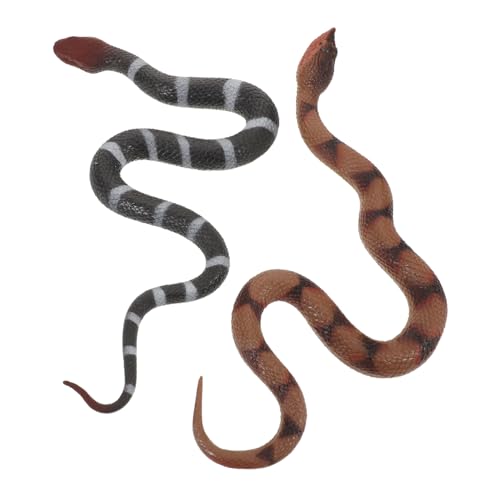 KONTONTY 2 Stück Realistische TPR Schlangenmodelle Weiches Gummi Lebensechte Schlangenfiguren für Halloween Streiche und Pädagogisches Reptilien Tiermodell Dekoration von KONTONTY