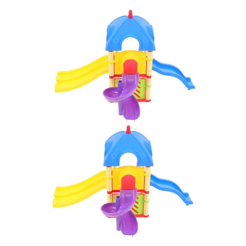 KONTONTY 2 Stücke Miniatur Spielplatz Für Puppenhaus Kinderspielzeug Modell Rutsche Ornament Handwerkliches Zubehör Für Kinderhaus Scenemanager von KONTONTY