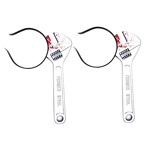 KONTONTY 2 Stück Schraubenschlüssel Haarreif Halloween Kostüm Zubehör Gruseliges Stirnband Partydekoration Cosplay Horror Kopfstück Unisex Einheitsgröße von KONTONTY
