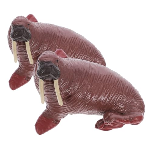 KONTONTY 2 Stück Simulation Walross Dekoration aus Resin Mini Tierfigur für Aquarium Kreative Tischdeko und Lernspielzeug für Zuhause und von KONTONTY