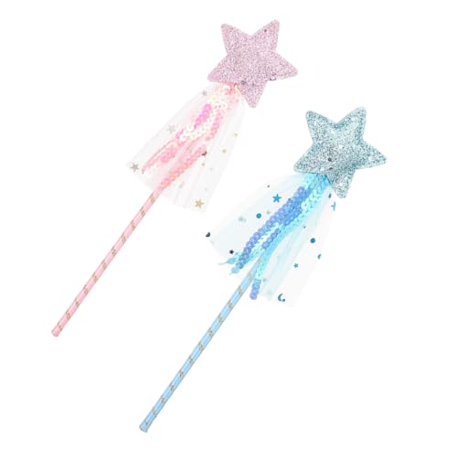 KONTONTY 2 Stück Sternförmiger Feenstab Glitzernde Zauberstäbe für Mädchen für Partys Geburtstagsfeiern und Fotoshootings Rosa Blau KONTONTY 2 Stück Sternförmiger Feenstab Glitzernde Zauberstäbe für Mädchen für Partys Geburtstagsfeiern und Fotoshootings Rosa Blau von KONTONTY
