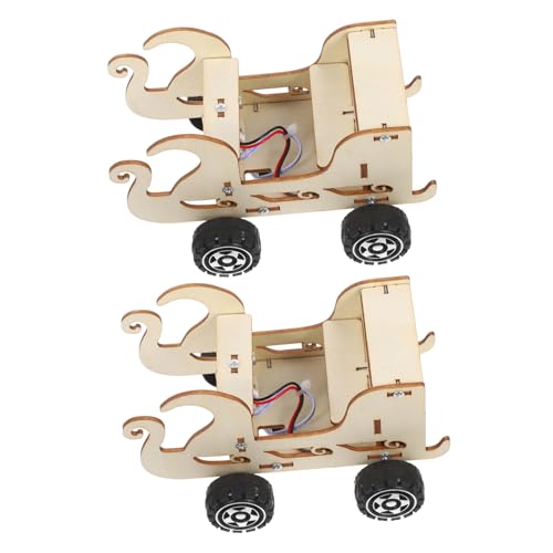 KONTONTY 2 Stück Teiliges DIY Stem Stimmbedientes Holzauto Modell Wissenschaftliches für Lernspielzeug Technikverständnis und Praktischem Zusammenbau von KONTONTY