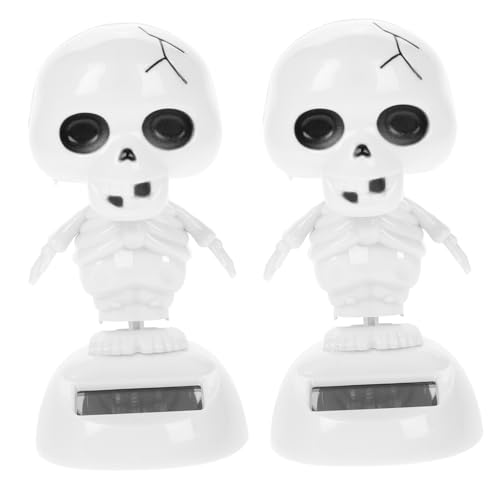 KONTONTY 2 Stück Teiliges Halloween Solar Tanzgespenst Auto Dekofigur Kunststoff Wackelndes Skelett für Armaturenbrett Büro Zuhause Langlebige Dekoration für Halloween von KONTONTY